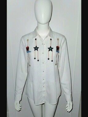 Southwestern Embroidered White Button-Down Shirt - Southwestern Canyon